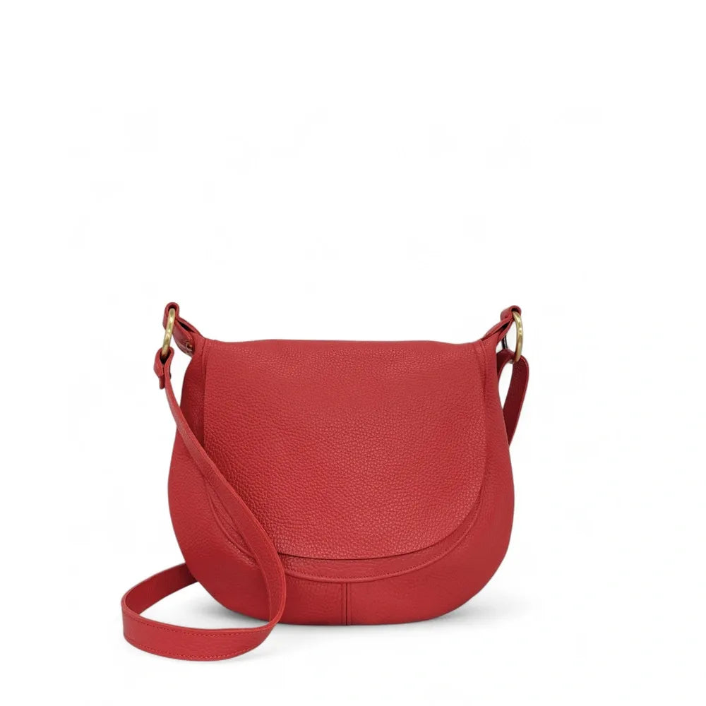 Sac bandoulière en cuir italien LITTLE CITIZEN Rouge garance