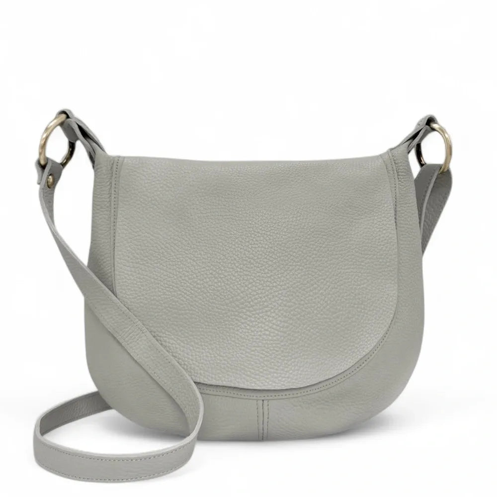 Sac bandoulière en cuir italien LITTLE CITIZEN Gris clair