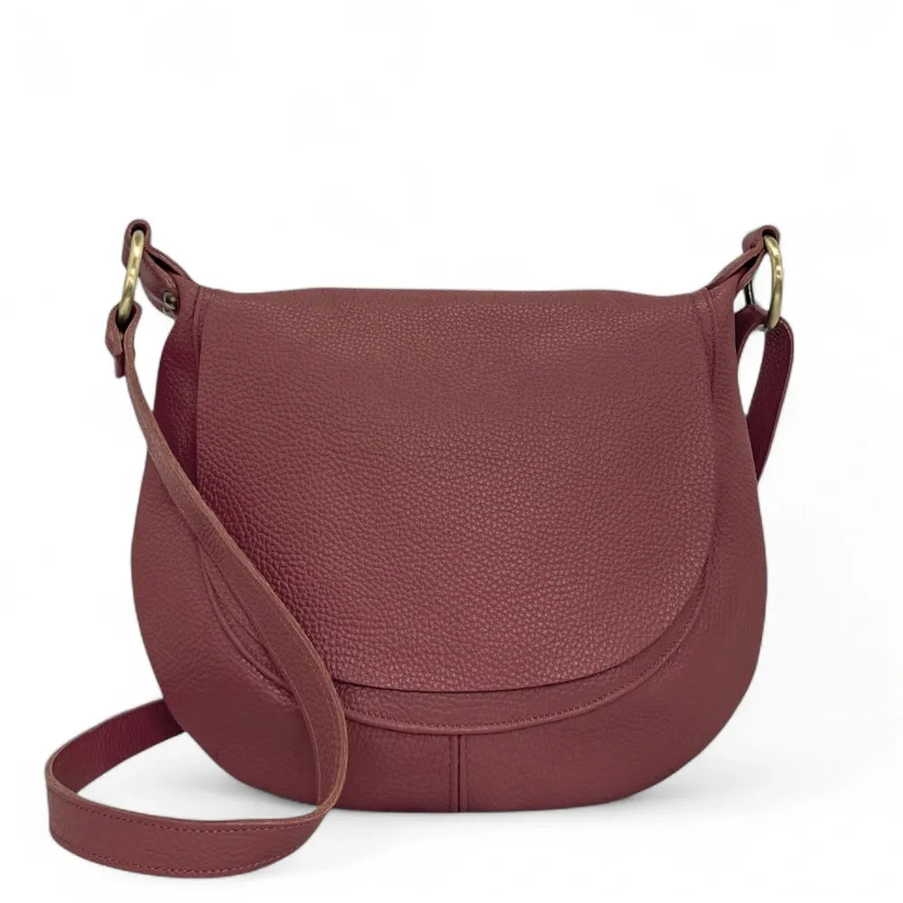 Sac bandoulière en cuir italien LITTLE CITIZEN Rouge foncé