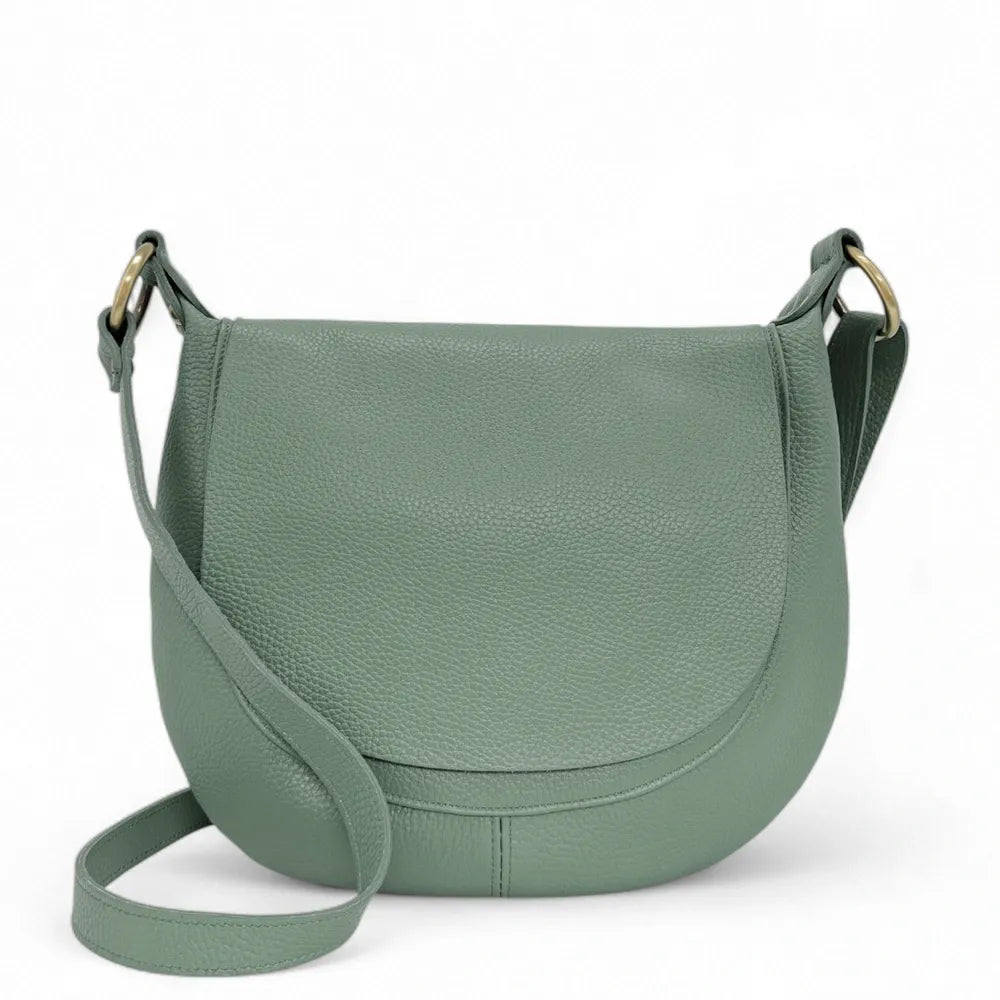 Sac bandoulière en cuir italien LITTLE CITIZEN Vert pastel