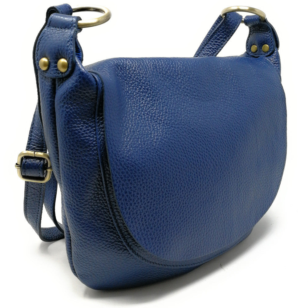 Sac bandoulière en cuir italien LITTLE CITIZEN Bleu