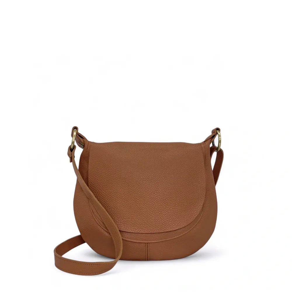 Sac bandoulière en cuir italien LITTLE CITIZEN Camel foncé
