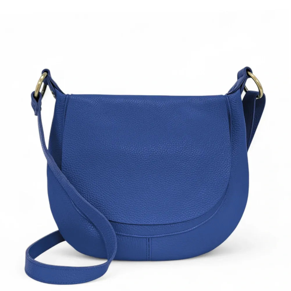 Sac bandoulière en cuir italien LITTLE CITIZEN Bleu roi