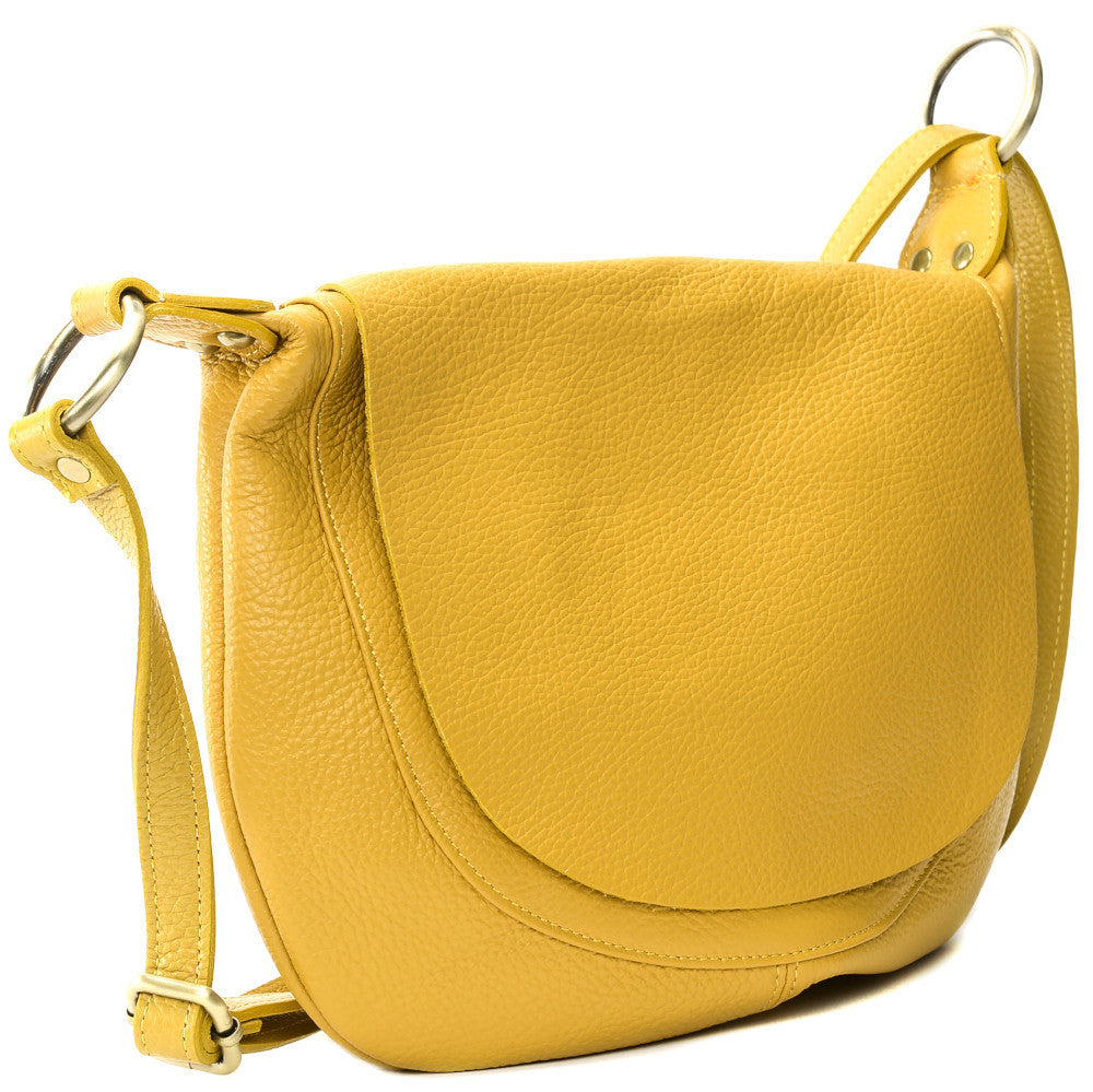 Sac bandoulière en cuir italien LITTLE CITIZEN Jaune Moutarde