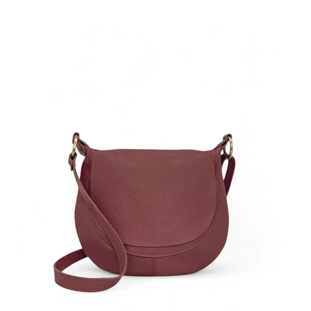 Sac bandoulière en cuir italien LITTLE CITIZEN Rouge foncé