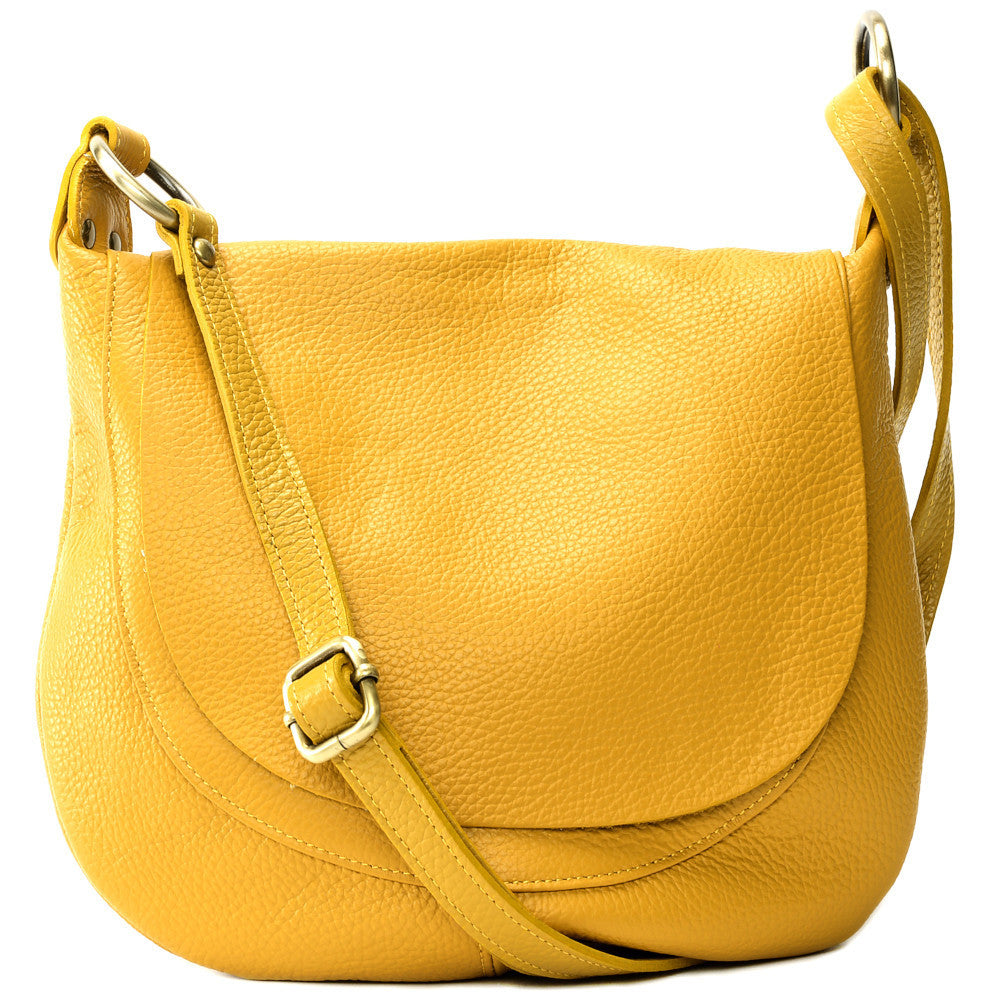 Sac bandoulière en cuir italien LITTLE CITIZEN Jaune Moutarde