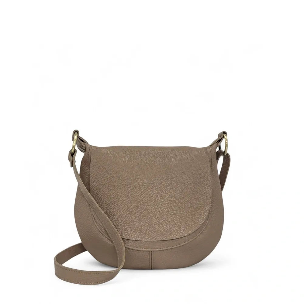 Sac bandoulière en cuir italien LITTLE CITIZEN Taupe foncé