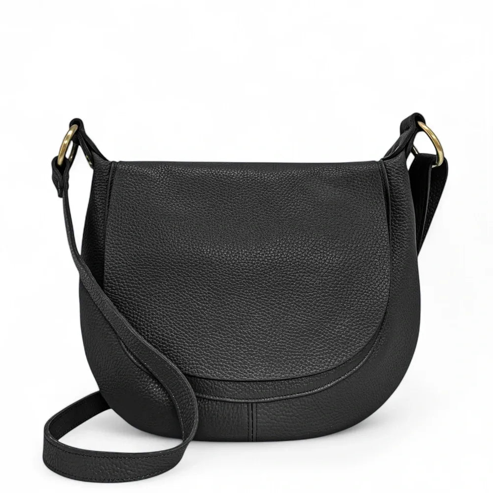 Sac bandoulière en cuir italien LITTLE CITIZEN Noir