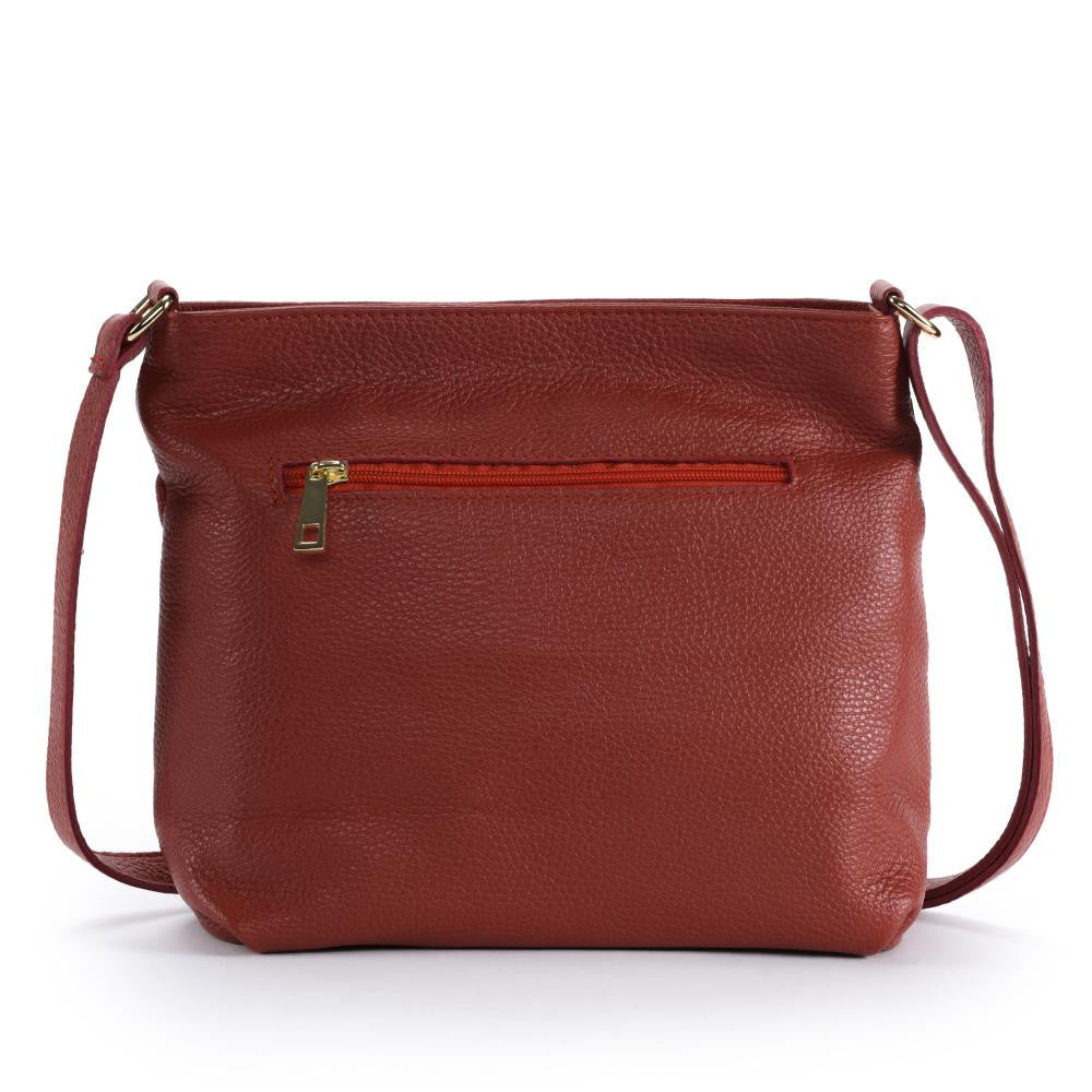 Sac bandoulière en cuir grainé LONDON Rouge garance