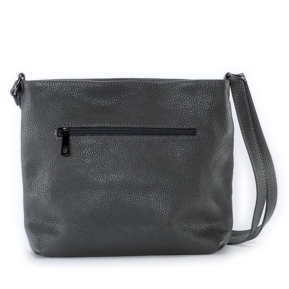 Sac bandoulière en cuir grainé LONDON Gris foncé