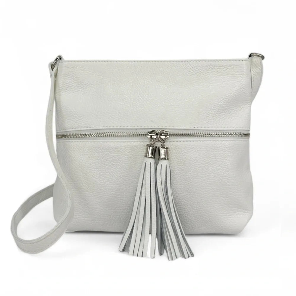 Sac bandoulière en cuir grainé LONDON Blanc