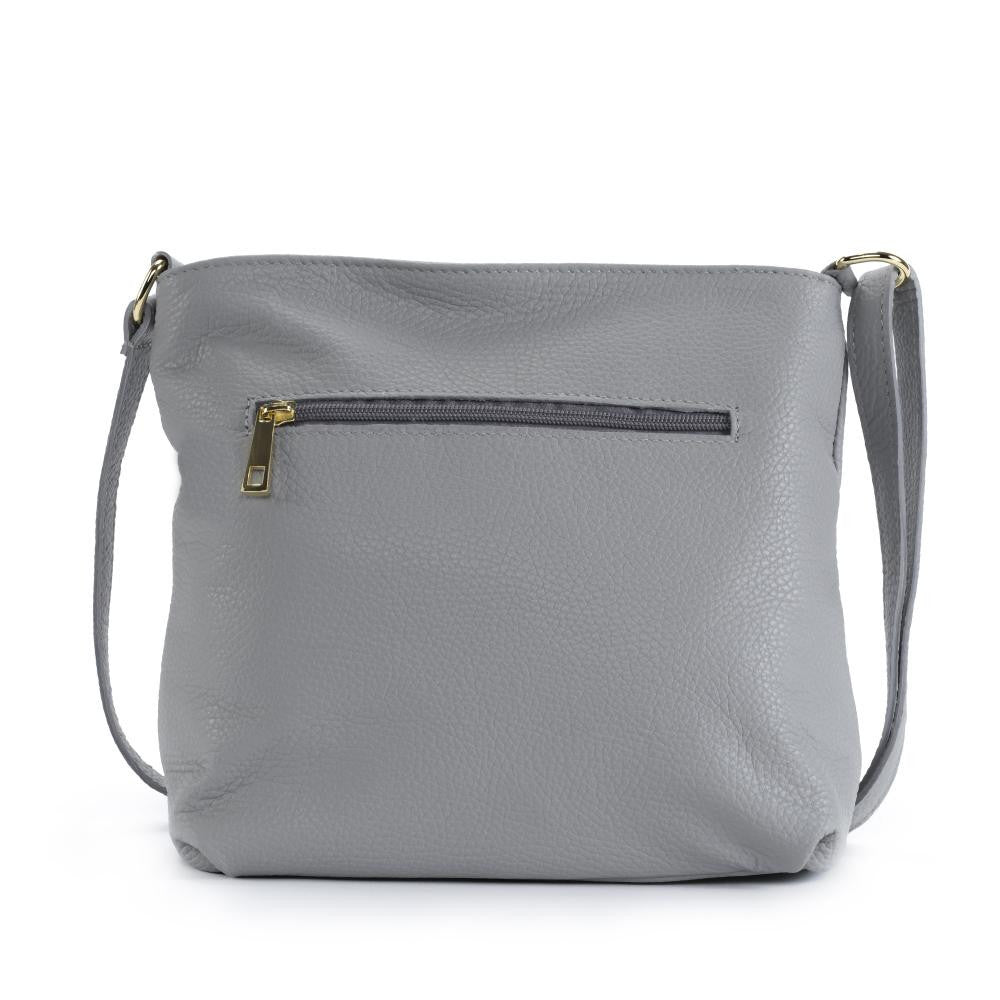Sac bandoulière en cuir grainé LONDON Gris clair