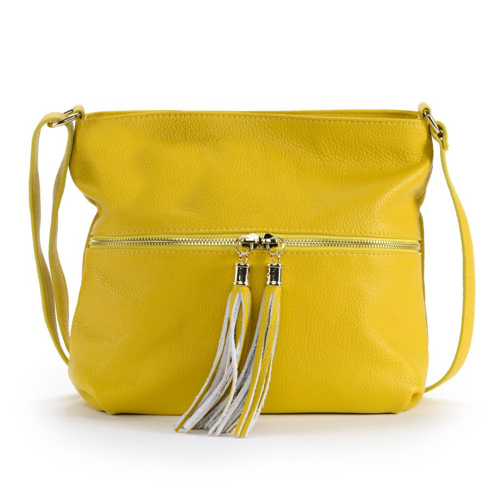 Sac bandoulière en cuir grainé LONDON Jaune tournesol