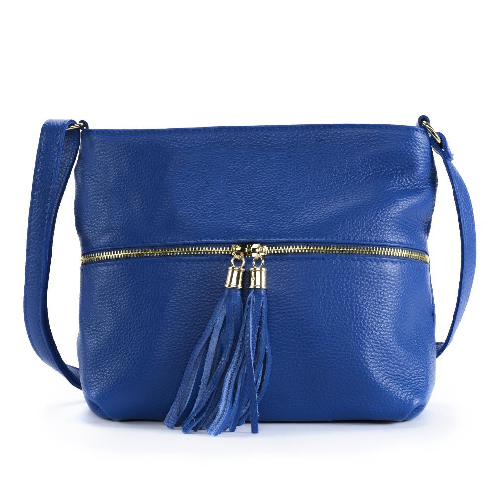 Sac bandoulière en cuir grainé LONDON Bleu roi