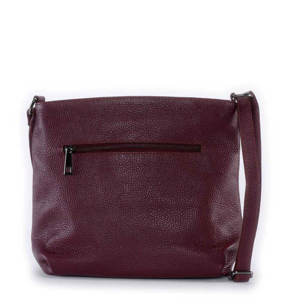 Sac bandoulière en cuir grainé LONDON Prune