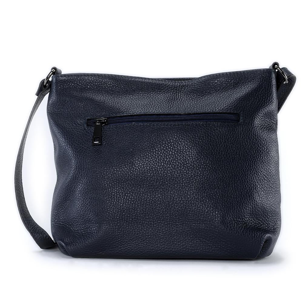 Sac bandoulière en cuir grainé LONDON Bleu marine