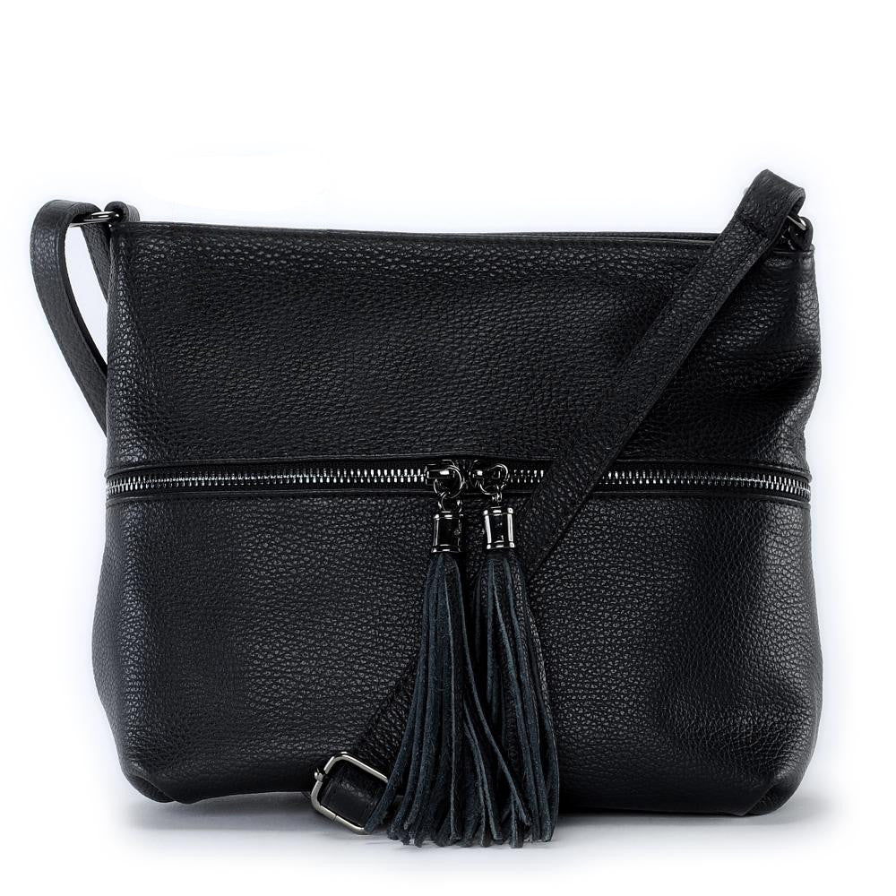 Sac bandoulière en cuir grainé LONDON Noir