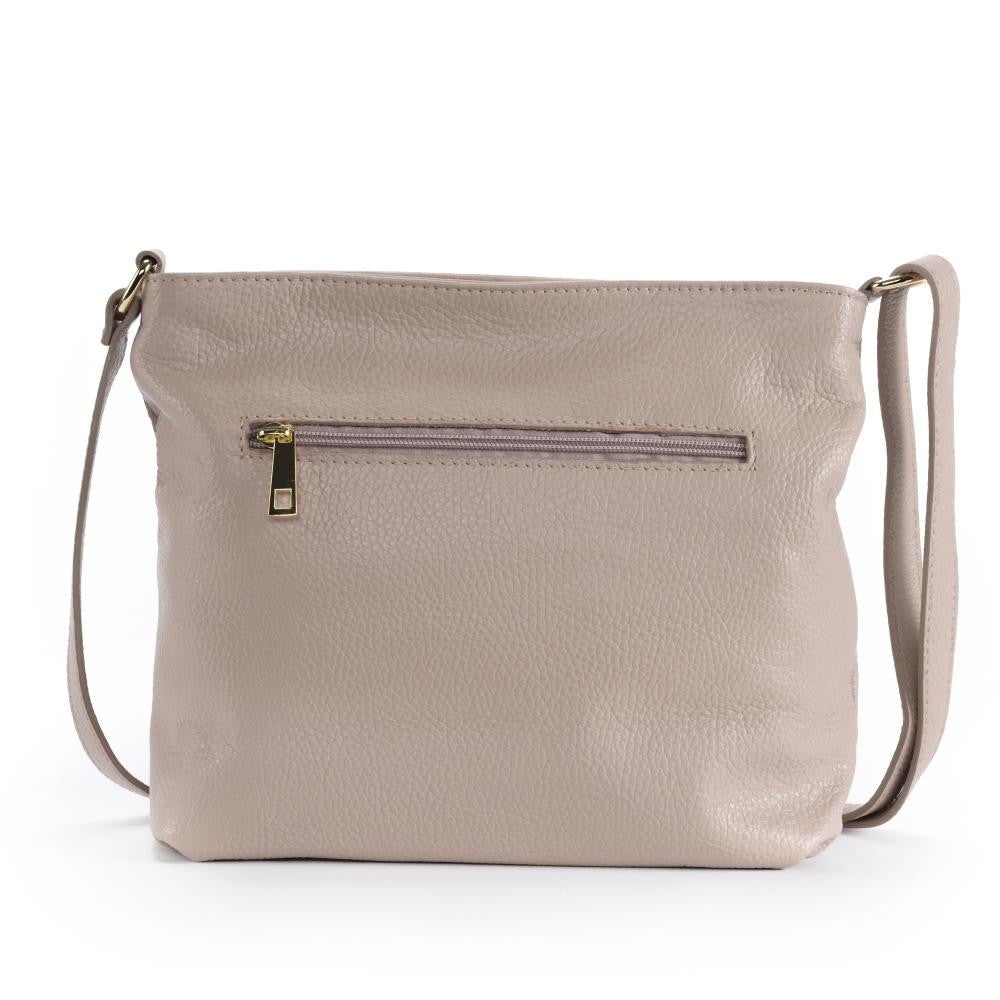 Sac bandoulière en cuir grainé LONDON Rose nude