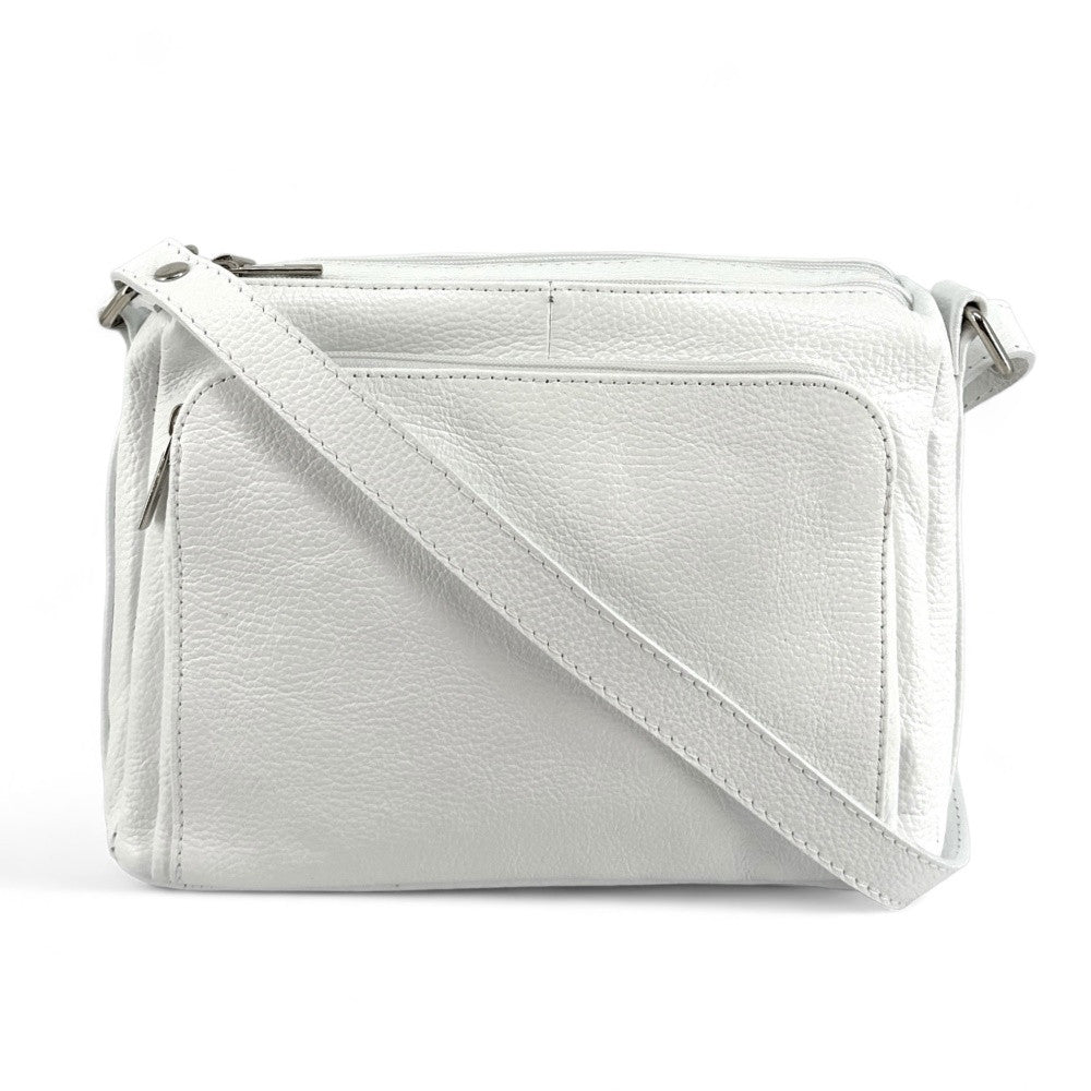 Sac trotteur à bandoulière en cuir grainé MANHATTAN Blanc
