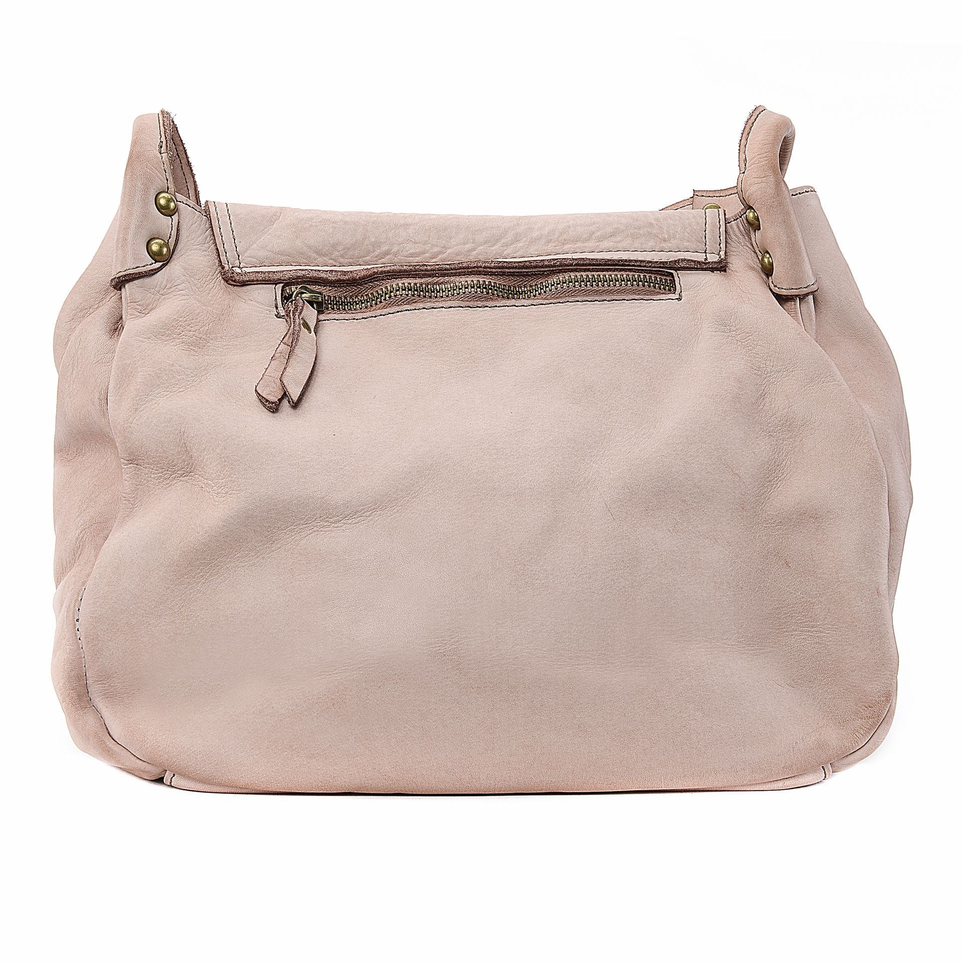 Sac besace à bandoulière en cuir vintage MISS CLYDE Rose nude