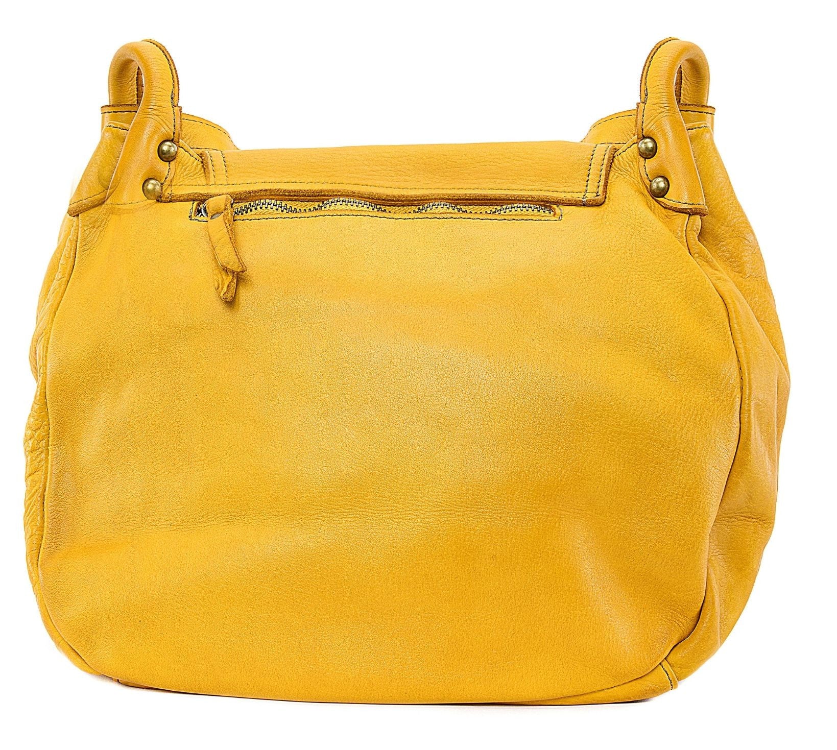 Sac besace à bandoulière en cuir vintage MISS CLYDE Safran