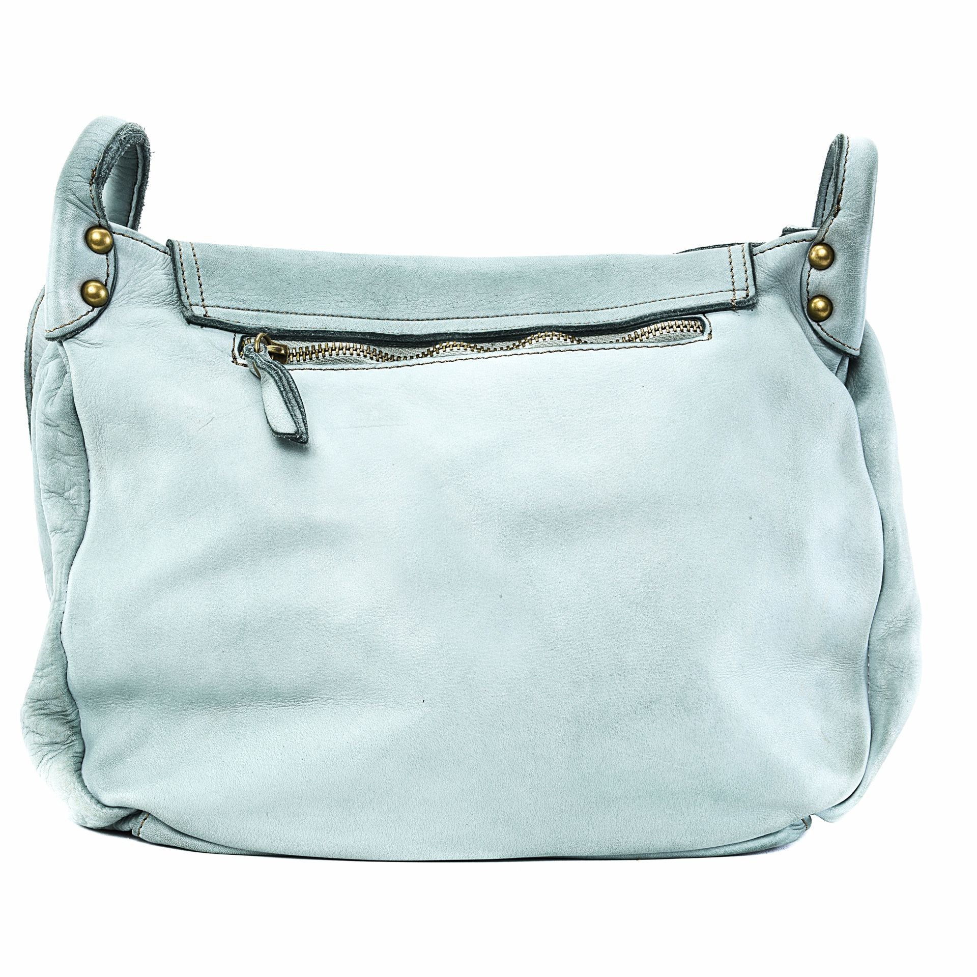 Sac besace à bandoulière en cuir vintage MISS CLYDE Bleu pastel