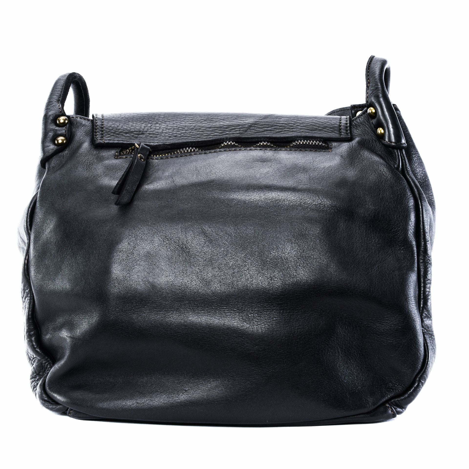 Sac besace à bandoulière en cuir vintage MISS CLYDE Noir