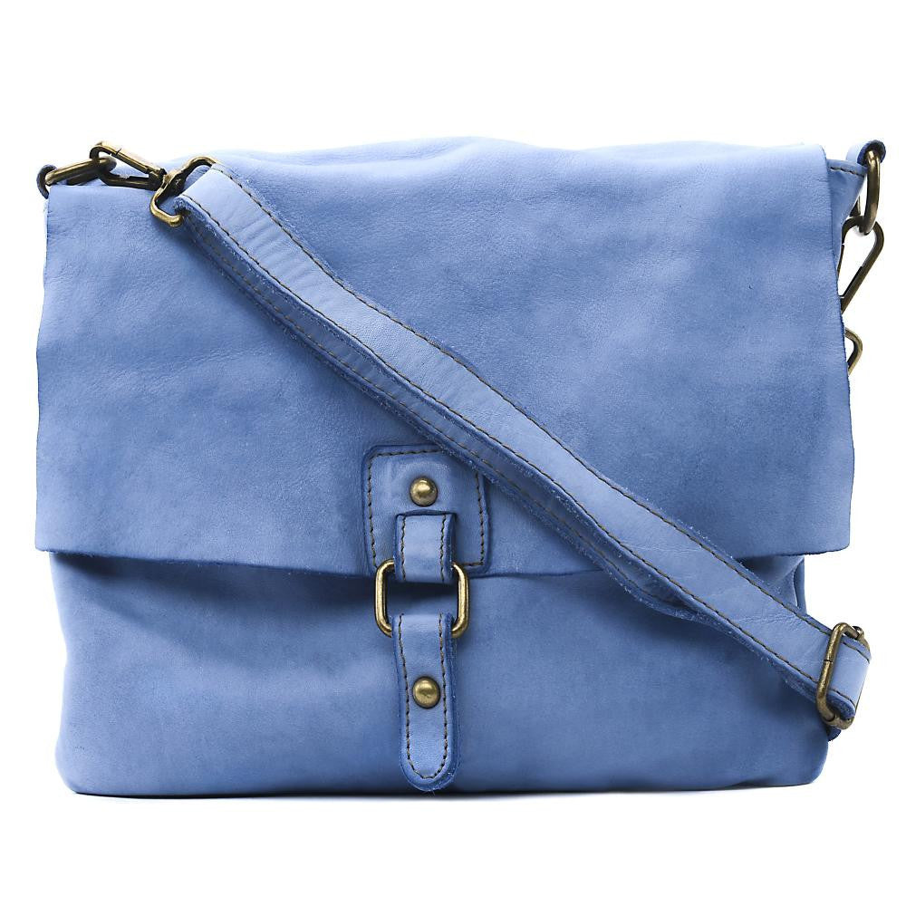 Sac besace à bandoulière en cuir vintage MISS COQUETTE Bleu pastel