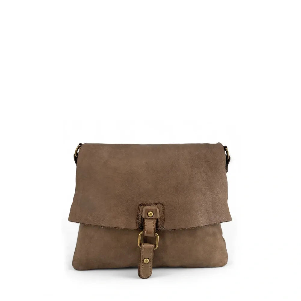 Sac besace à bandoulière en cuir vintage MISS COQUETTE Taupe