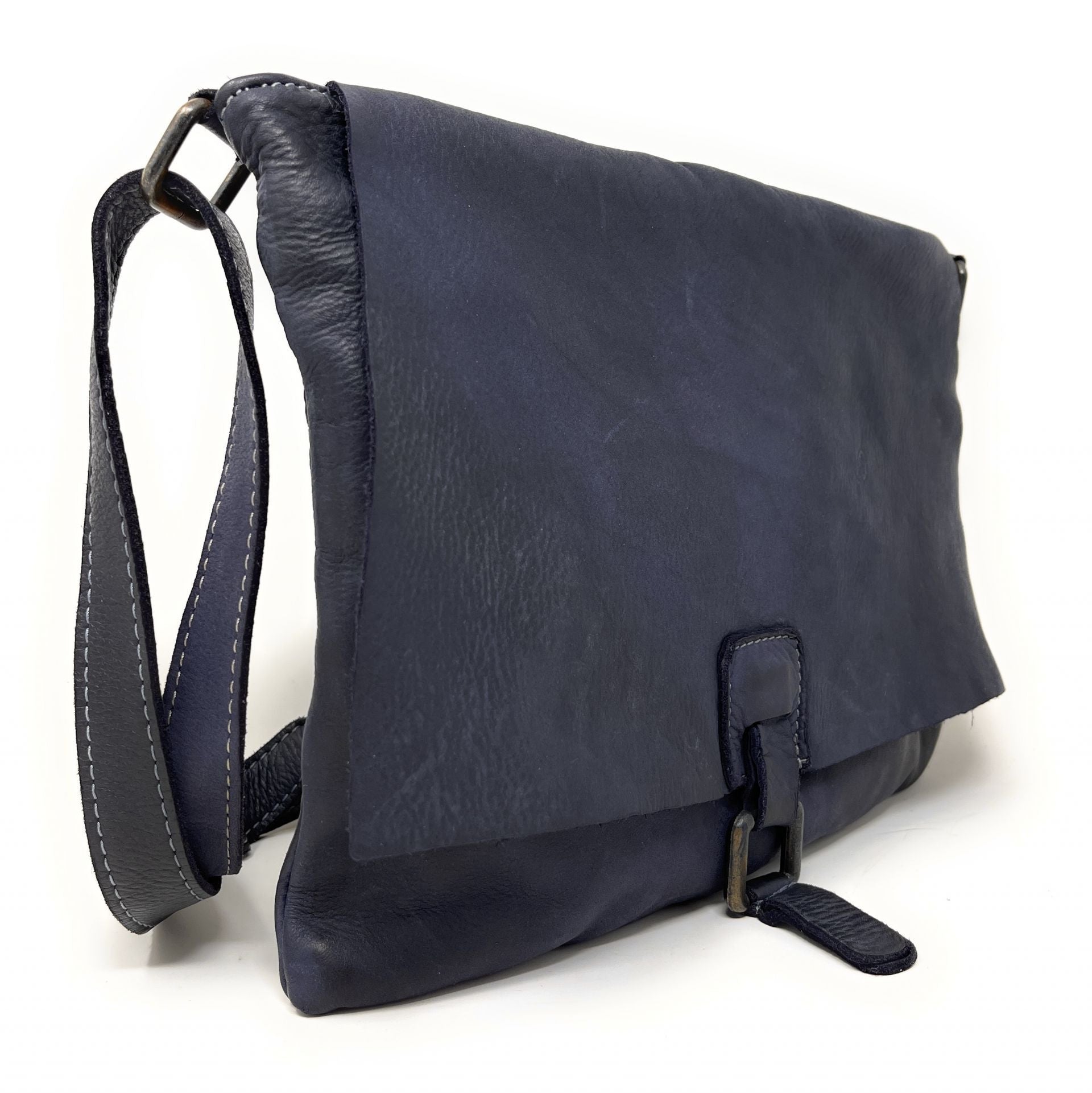 Sac besace à bandoulière en cuir vintage MISS COQUETTE Bleu marine