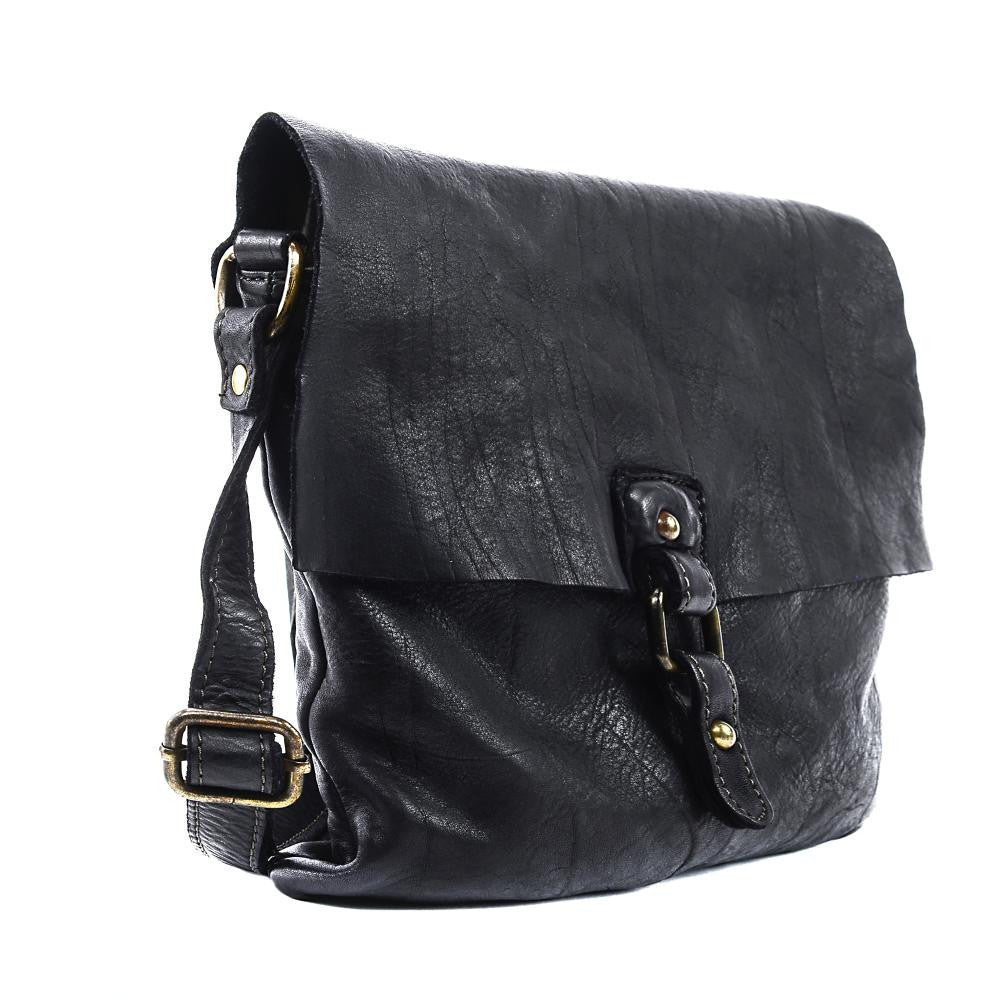 Sac besace à bandoulière en cuir vintage MISS COQUETTE Noir