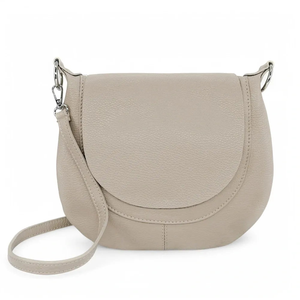 Sac besace à bandoulière en cuir grainé NEW CITIZEN Beige crème
