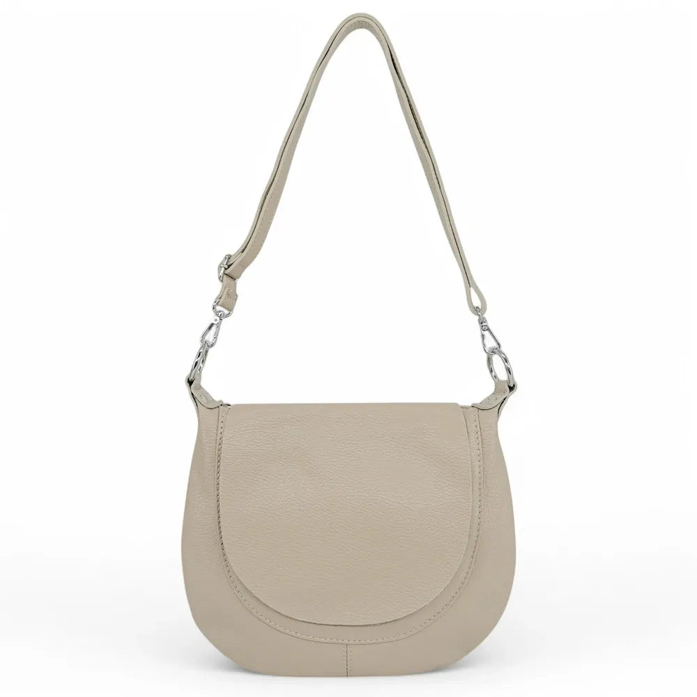 Sac besace à bandoulière en cuir grainé NEW CITIZEN Beige crème