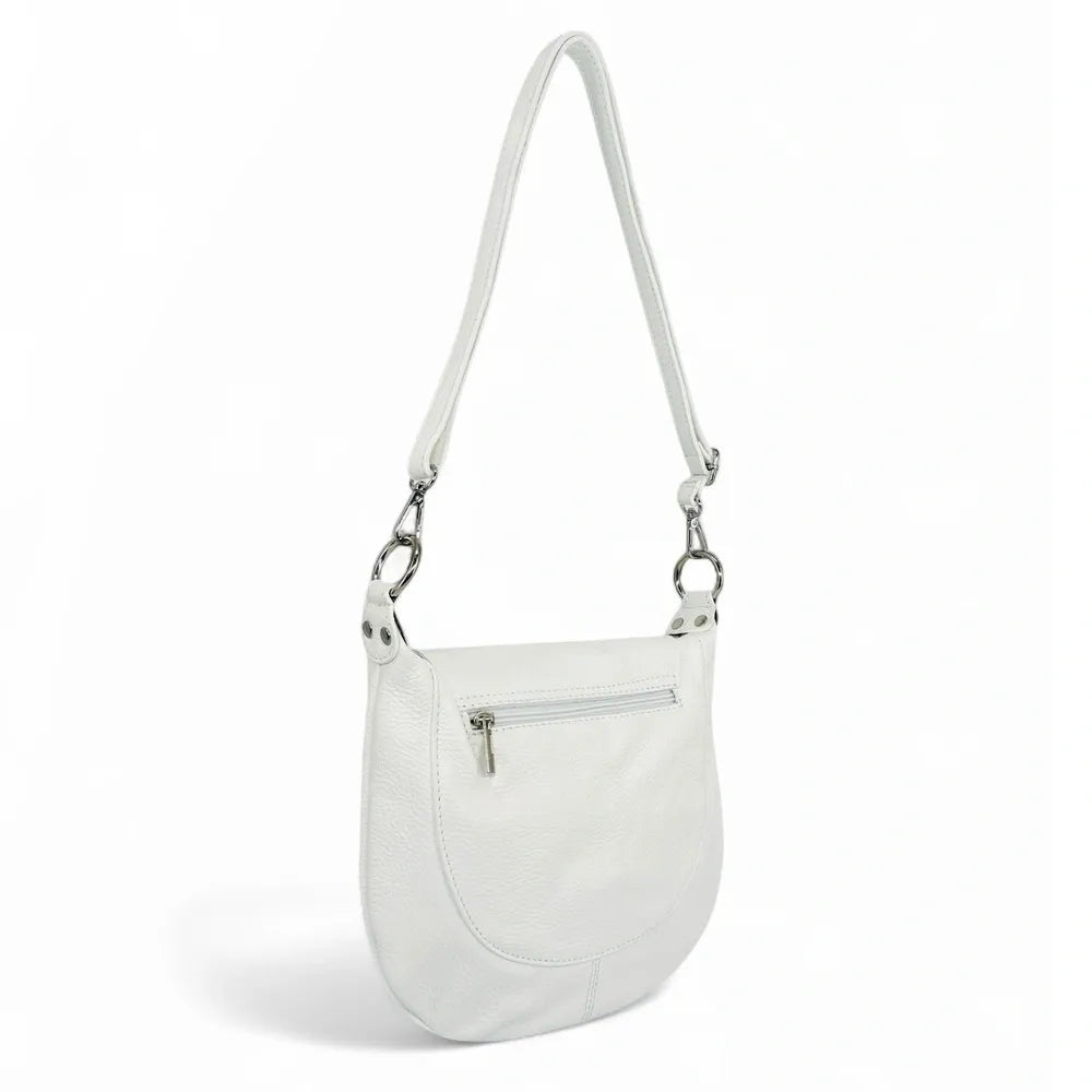 Sac besace à bandoulière en cuir grainé NEW CITIZEN Blanc