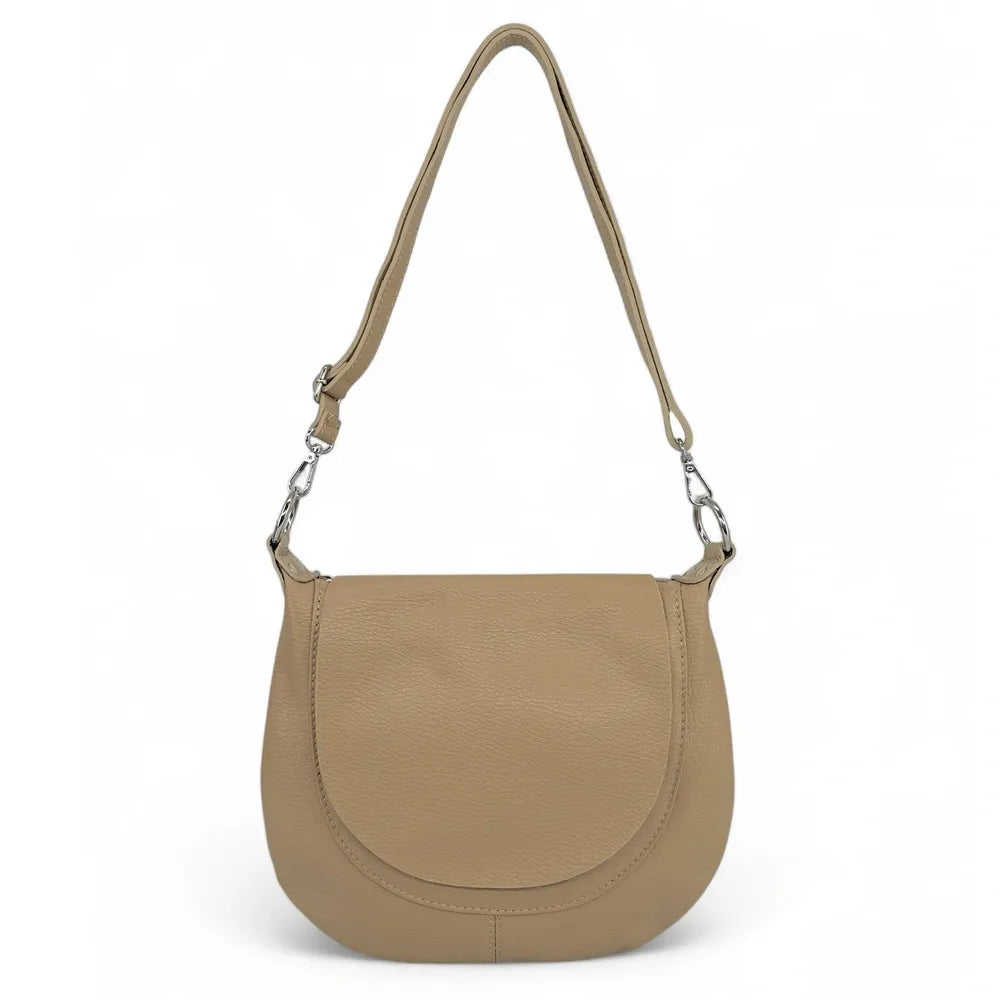 Sac besace à bandoulière en cuir grainé NEW CITIZEN Taupe