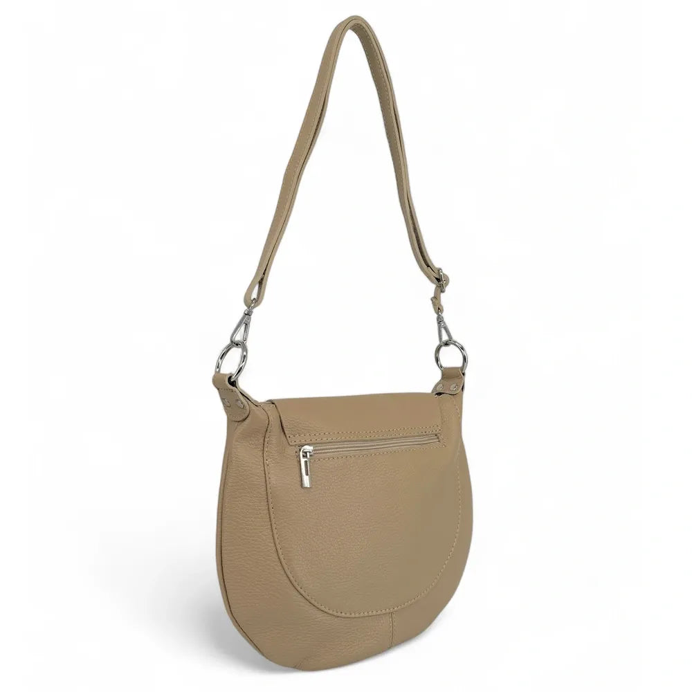 Sac besace à bandoulière en cuir grainé NEW CITIZEN Taupe