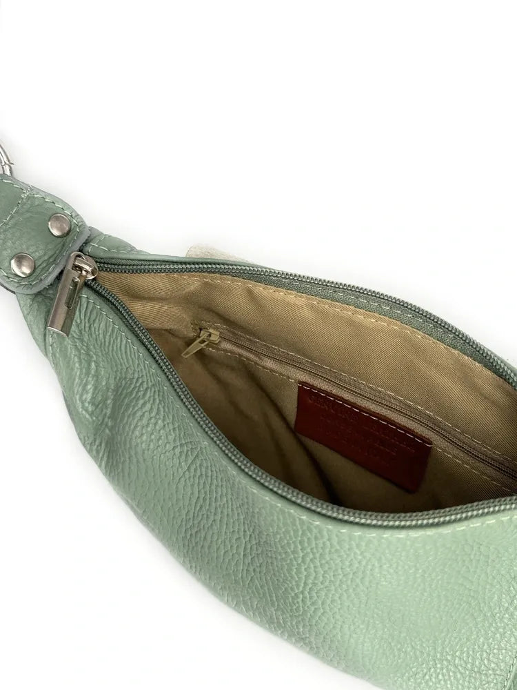 Sac besace à bandoulière en cuir grainé NEW CITIZEN Vert pastel