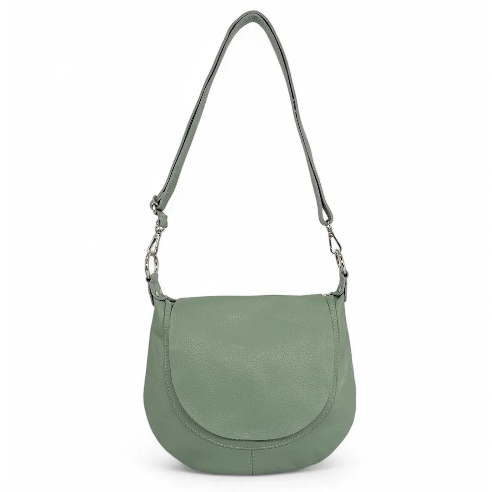 Sac besace à bandoulière en cuir grainé NEW CITIZEN Vert pastel