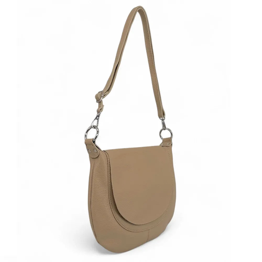 Sac besace à bandoulière en cuir grainé NEW CITIZEN Taupe