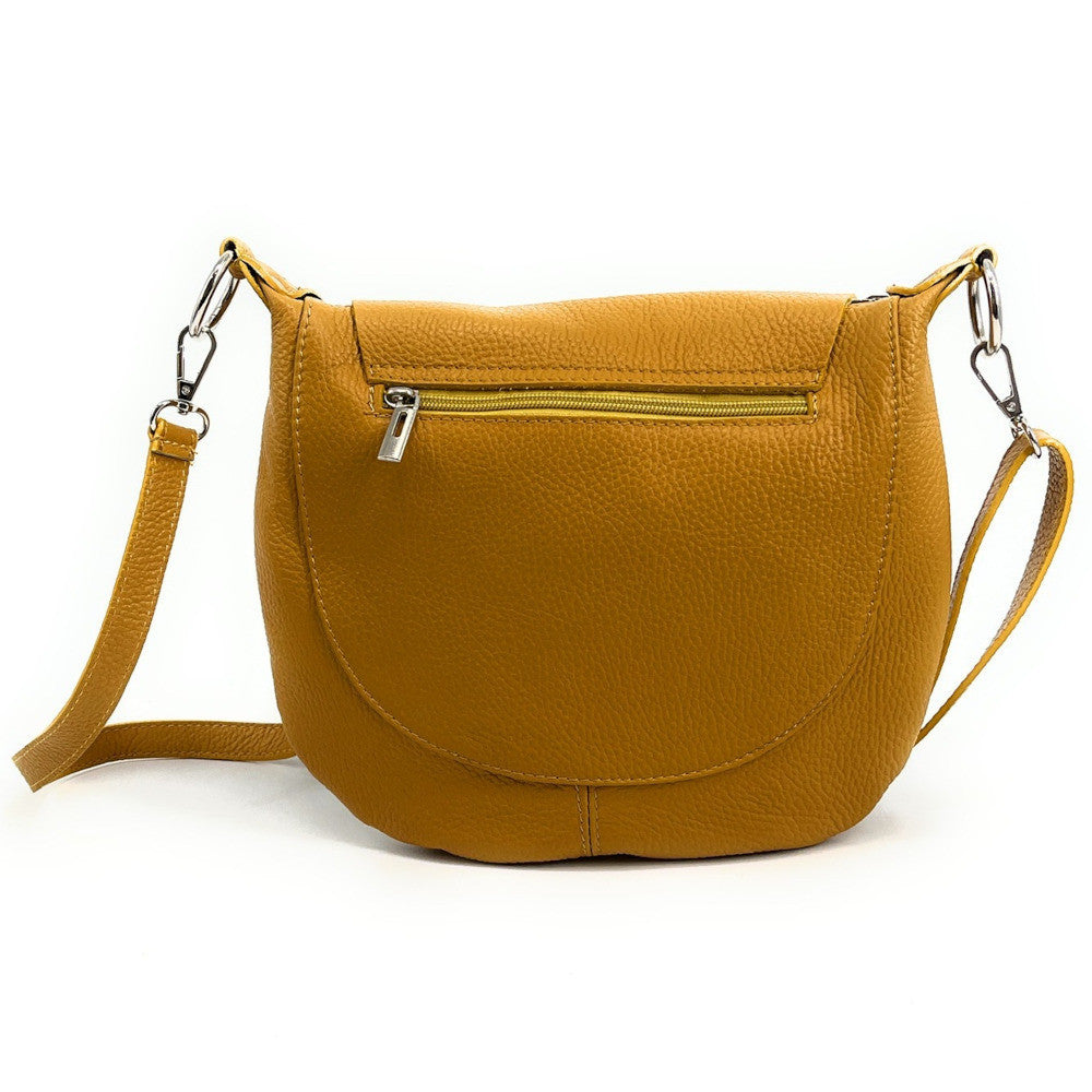 Sac besace à bandoulière en cuir grainé NEW CITIZEN Jaune Moutarde