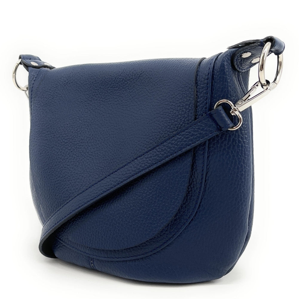 Sac besace à bandoulière en cuir grainé NEW CITIZEN Bleu