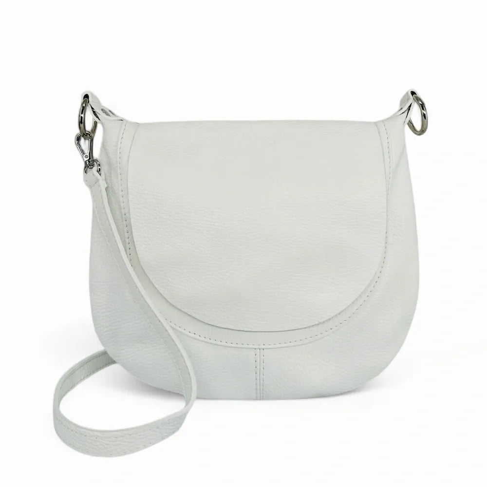 Sac besace à bandoulière en cuir grainé NEW CITIZEN Blanc