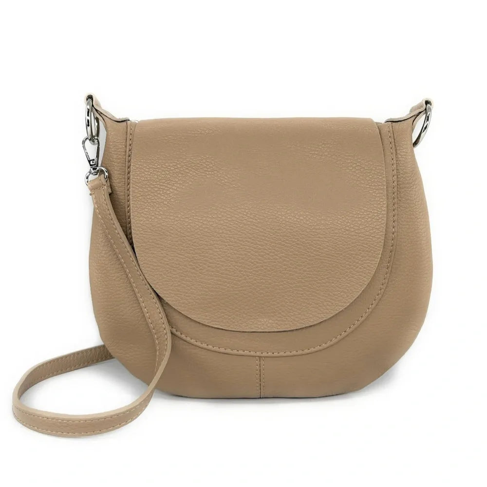 Sac besace à bandoulière en cuir grainé NEW CITIZEN Taupe