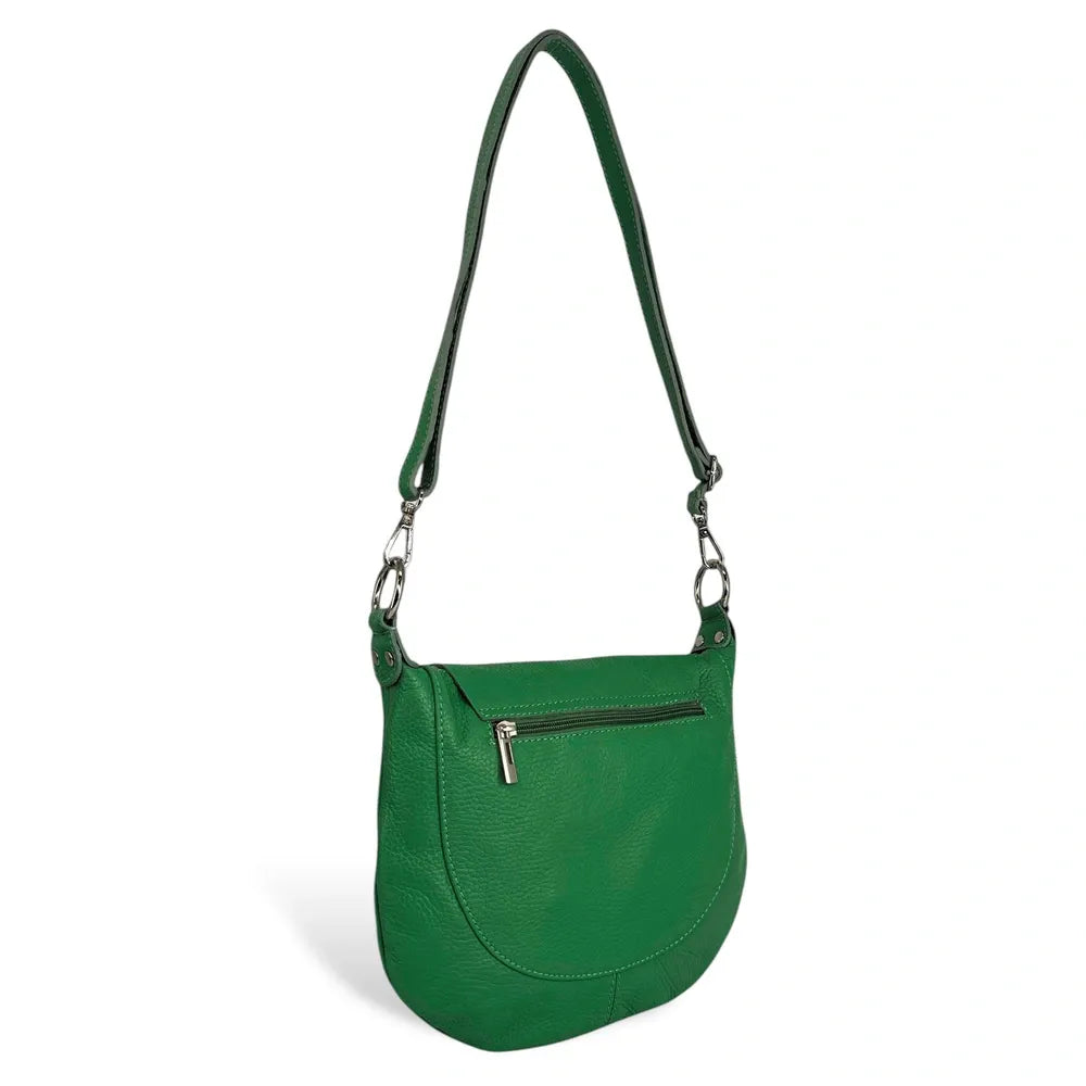 Sac besace à bandoulière en cuir grainé NEW CITIZEN Vert anglais