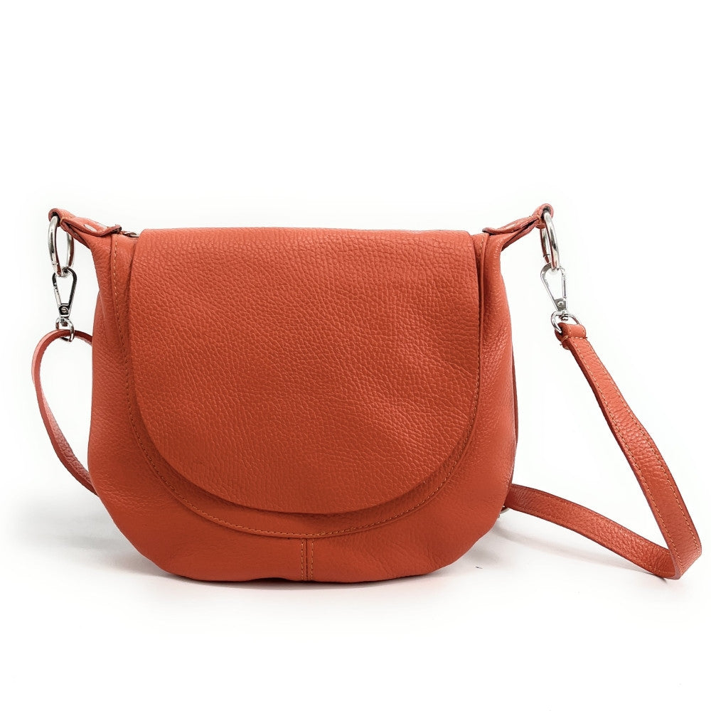Sac besace à bandoulière en cuir grainé NEW CITIZEN Orange