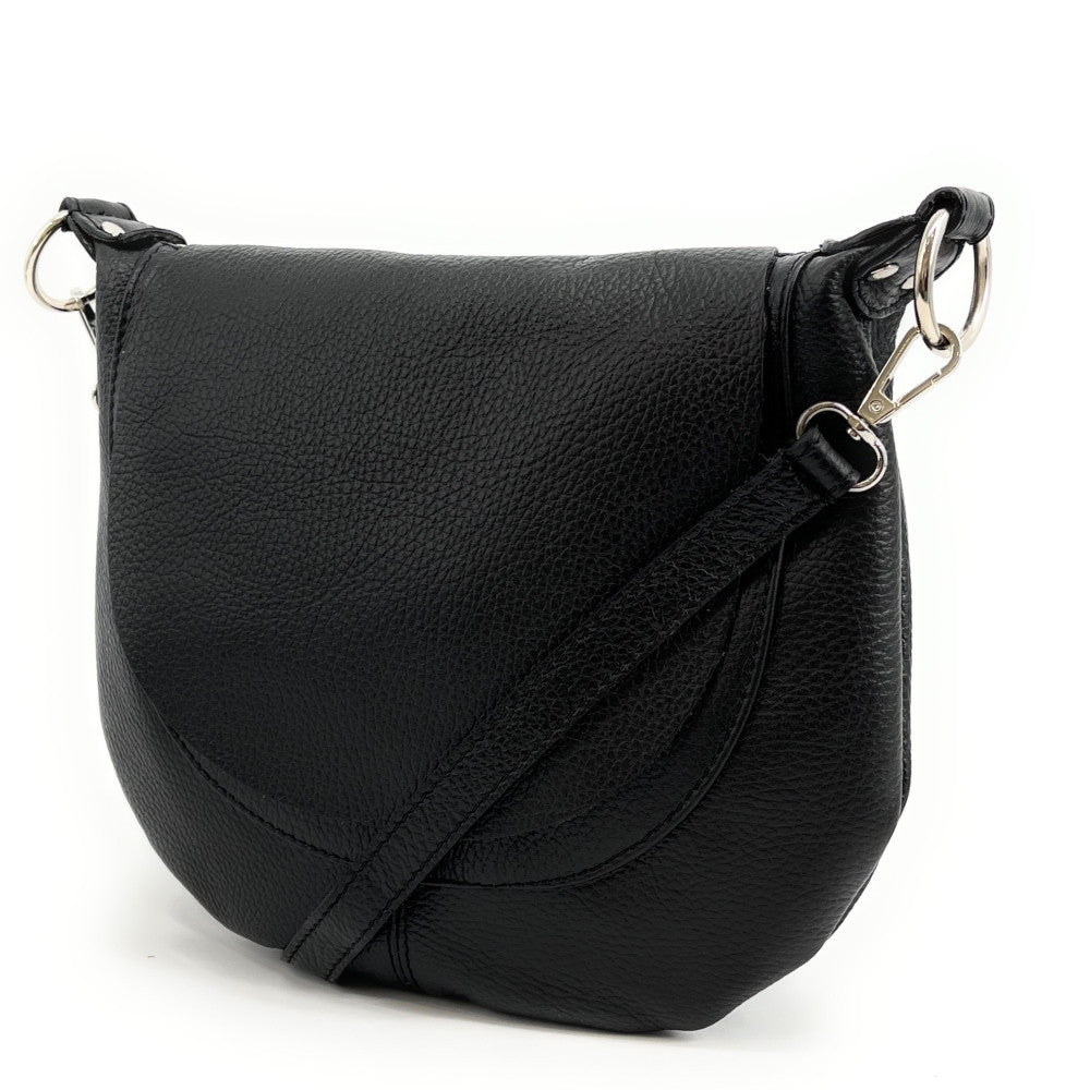 Sac besace à bandoulière en cuir grainé NEW CITIZEN Noir