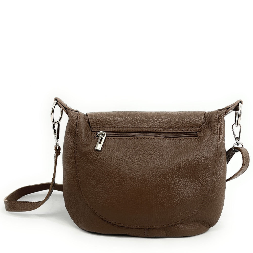 Sac besace à bandoulière en cuir grainé NEW CITIZEN Taupe foncé