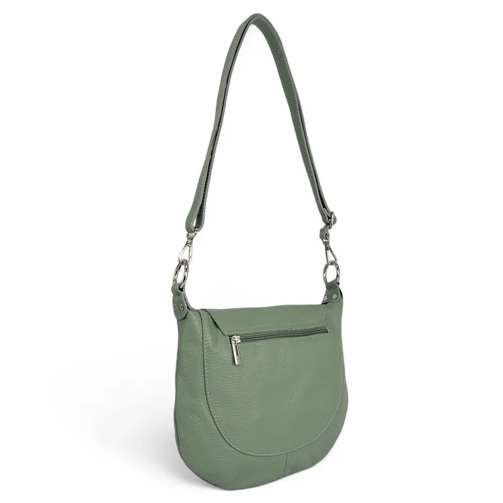 Sac besace à bandoulière en cuir grainé NEW CITIZEN Vert pastel