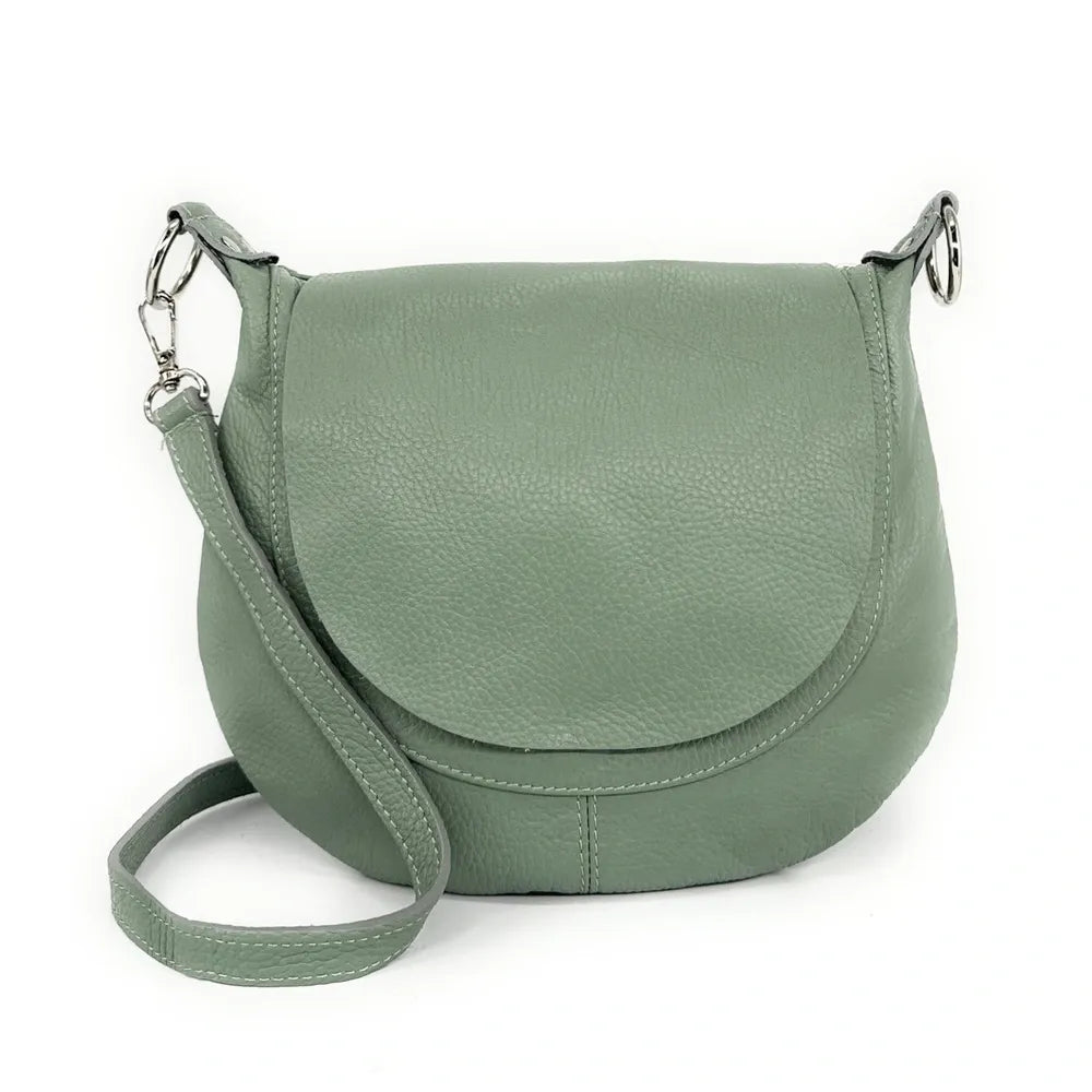 Sac besace à bandoulière en cuir grainé NEW CITIZEN Vert pastel