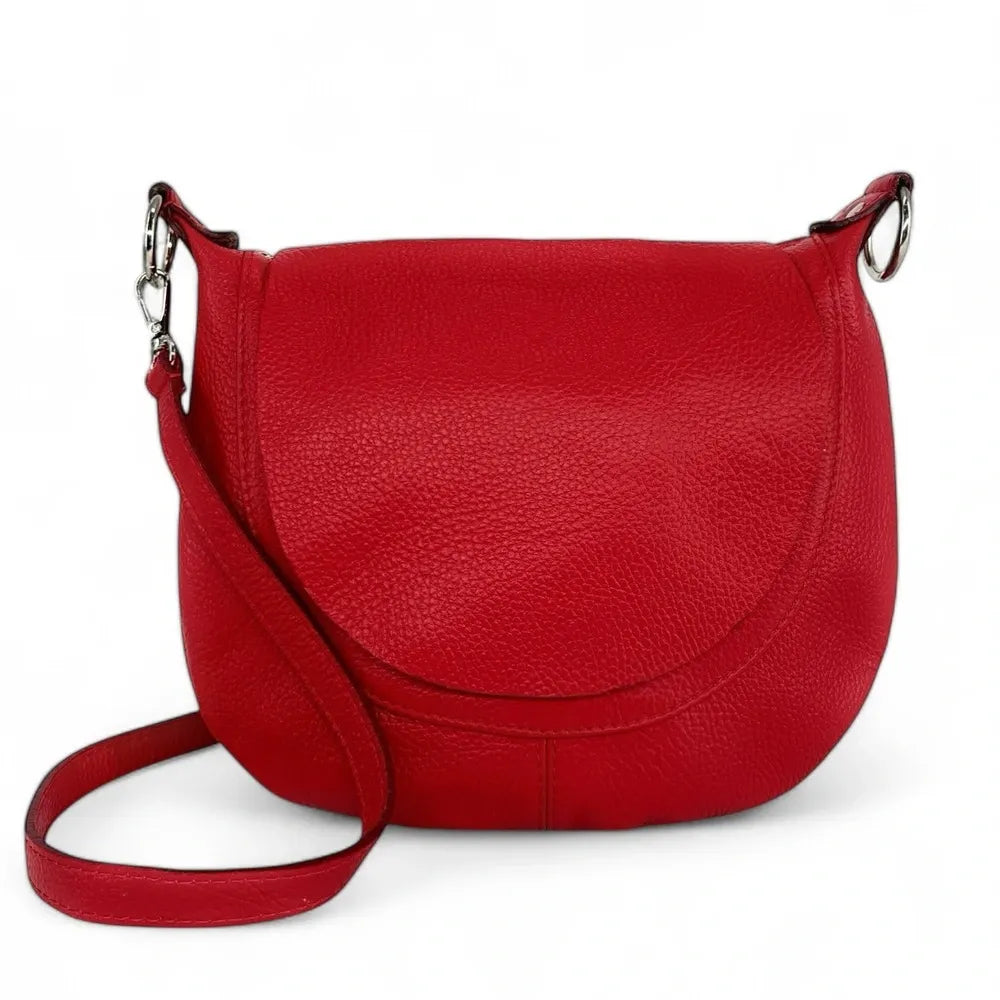 Sac besace à bandoulière en cuir grainé NEW CITIZEN Rouge garance